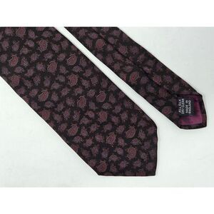 JOHN COMFORT OF LONDON MALOUF'S SILK TIE DARK BROWN RED PAISLEY 3.25" X 56"